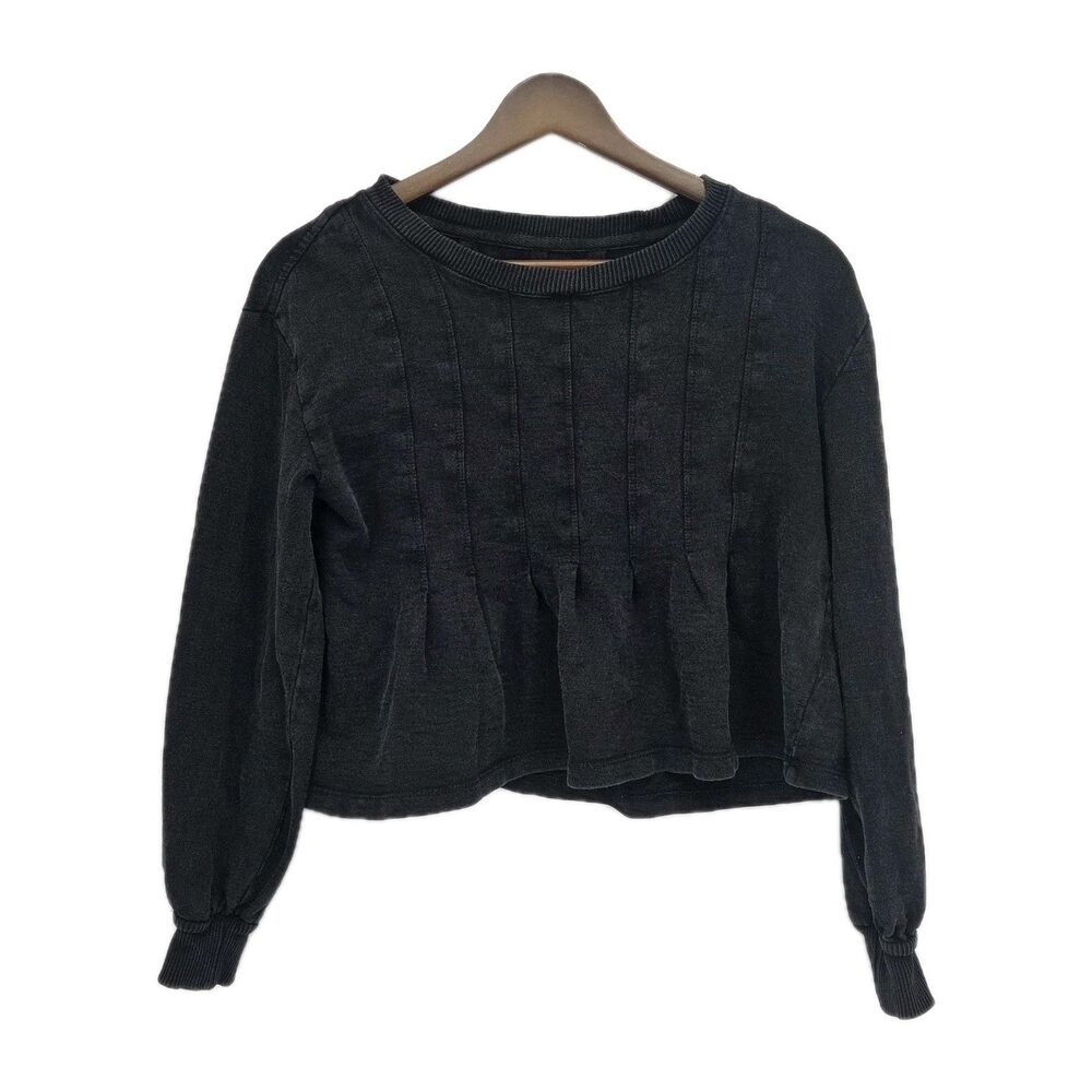 Anthropologie Pilcro Box Pleated Sweatshirt Washed Black Size XS